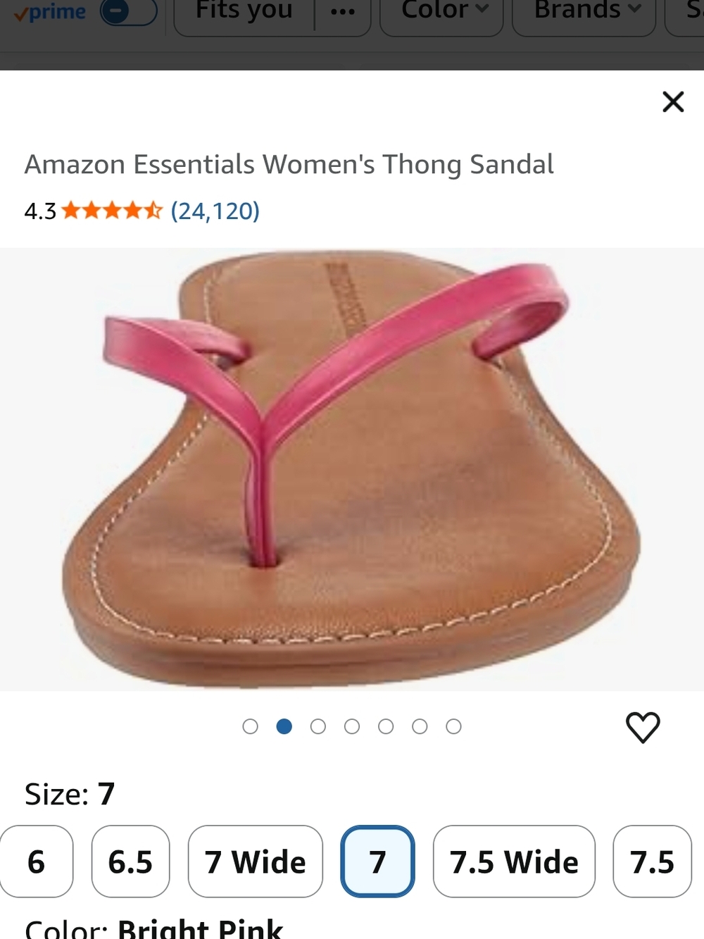 Amazon Essential Pink Flip Flops Size 7